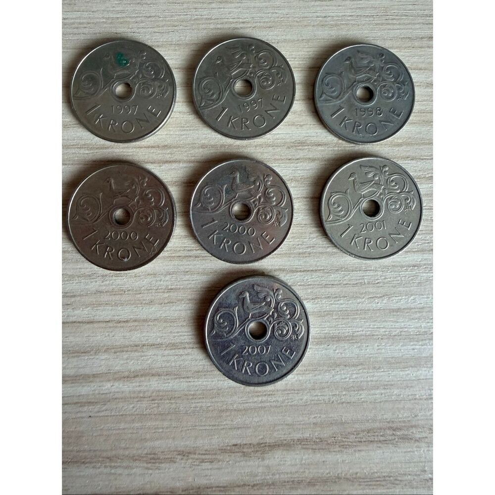 1 Krone coin from Norway 7 pcs